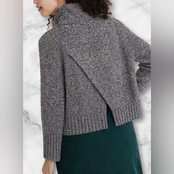 Madewell Eastbrook Turtle Neck Crossover Open Back Wool Blend Sweater Size M - Picture 2 of 11